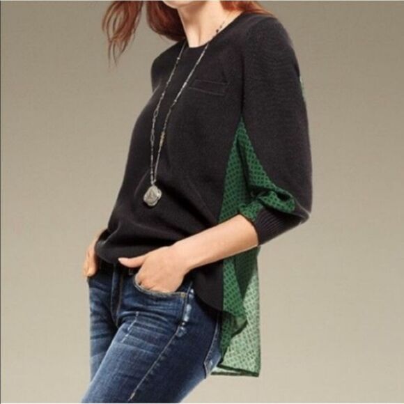 Cabi Emerald/Black Sweater Blouse Combo - Picture 1 of 6